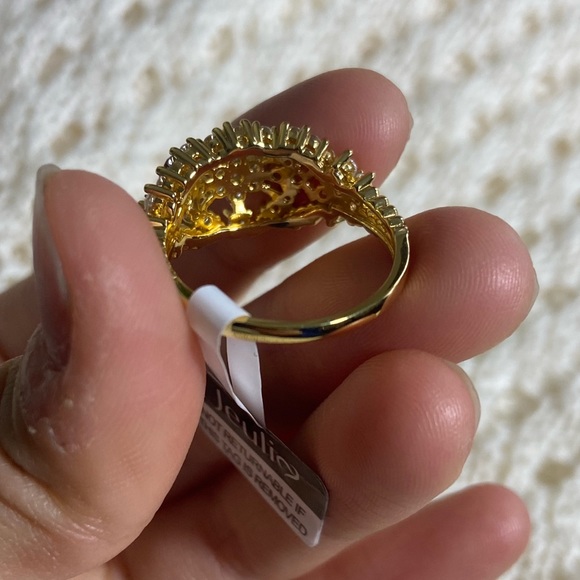 NWT 925 Silver Gold Plated Vintage Ring with Rhinestones - Picture 4 of 7